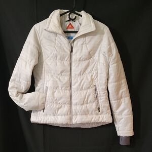 Columbia White Puffer Jacket, Size M With Omni Heat